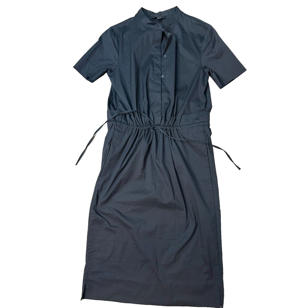 COS Black Shirtdress Paperbag Waist Casual Euro Summer Minimalist Cotton Blend 2